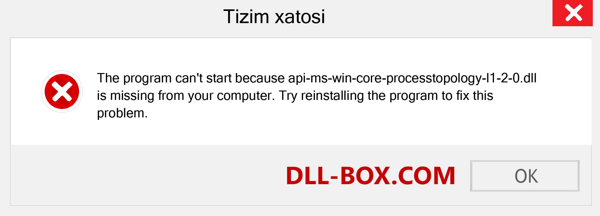 api-ms-win-core-processtopology-l1-2-0.dll fayli yo'qolganmi?. Windows 7, 8, 10 uchun yuklab olish - Windowsda api-ms-win-core-processtopology-l1-2-0 dll etishmayotgan xatoni tuzating, rasmlar, rasmlar